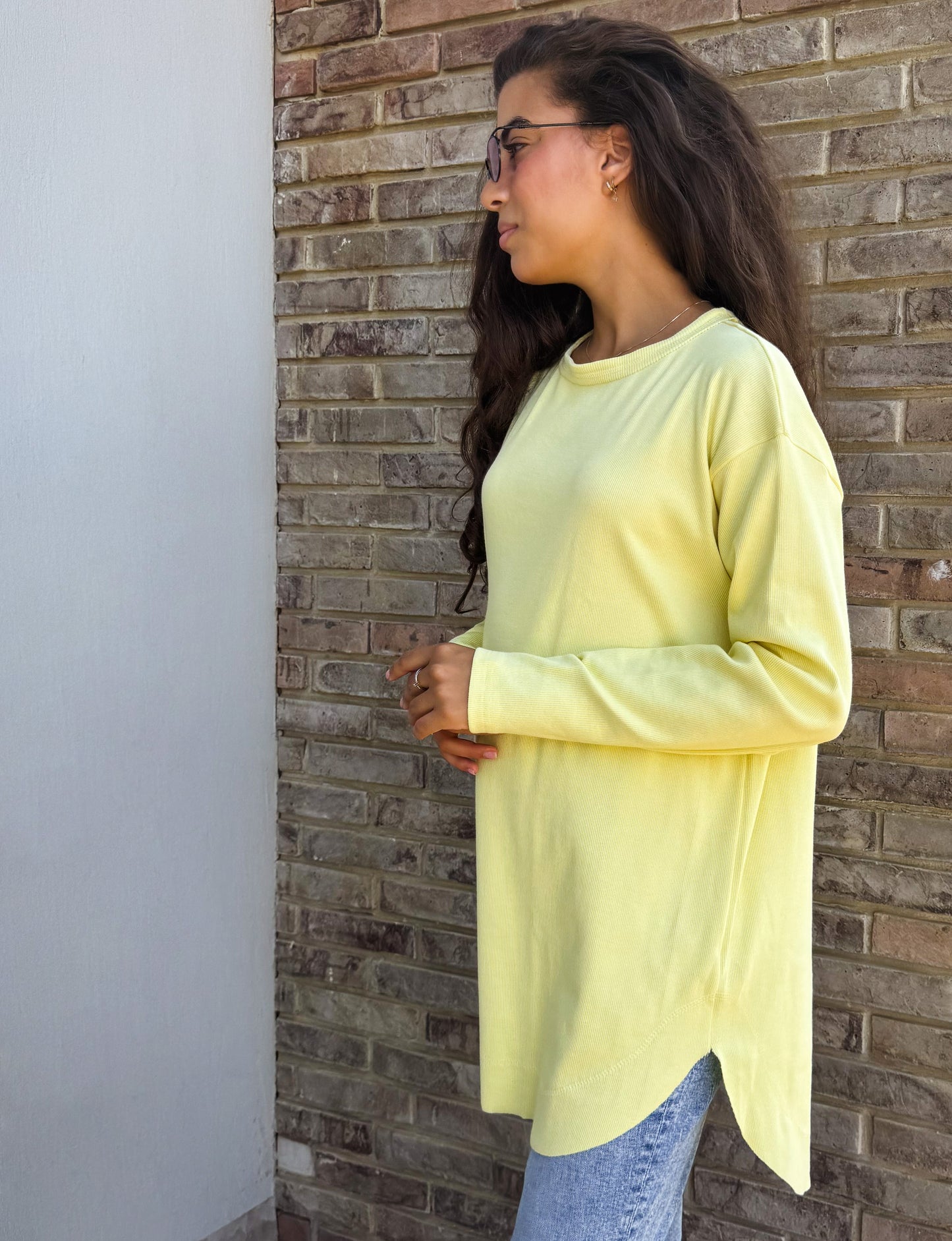 Oversized ribbed basic in butter yellow