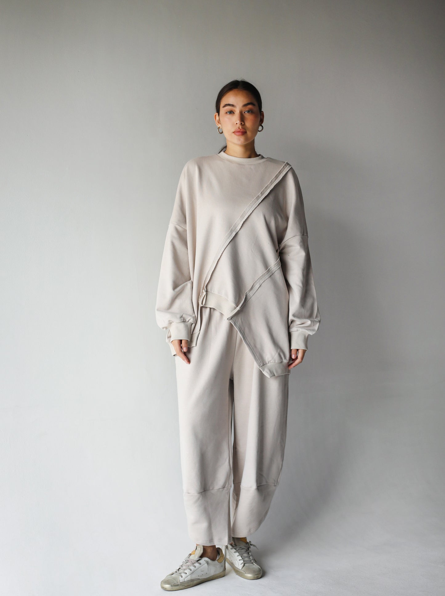 Asymmetrical Sweatshirt and Jogger Set