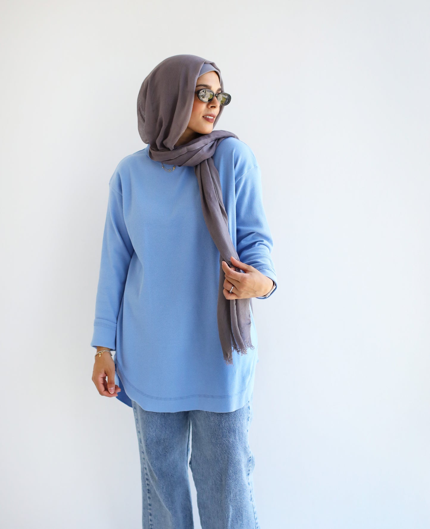 Ribbed basic in light blue