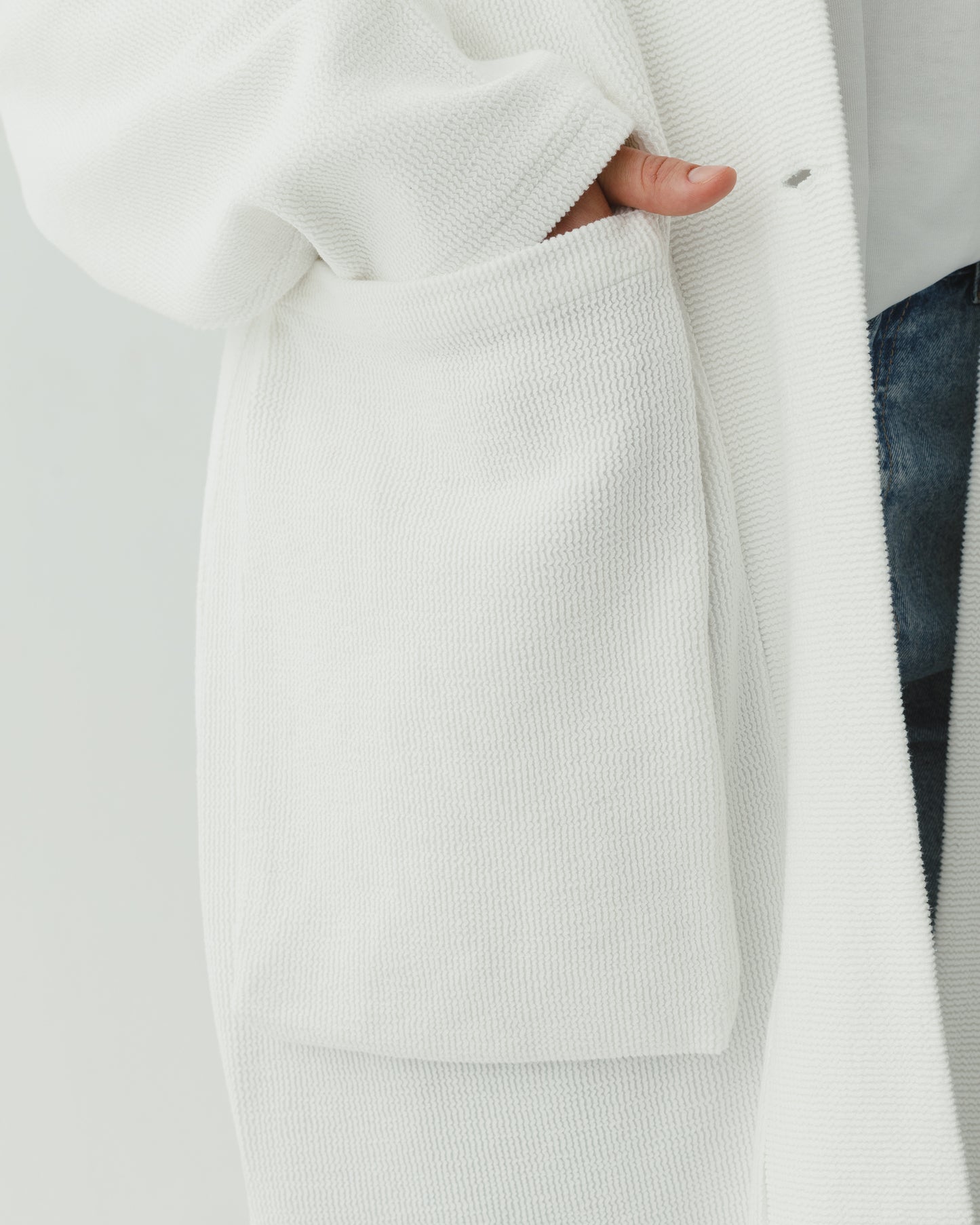 Longline cardigan in off white