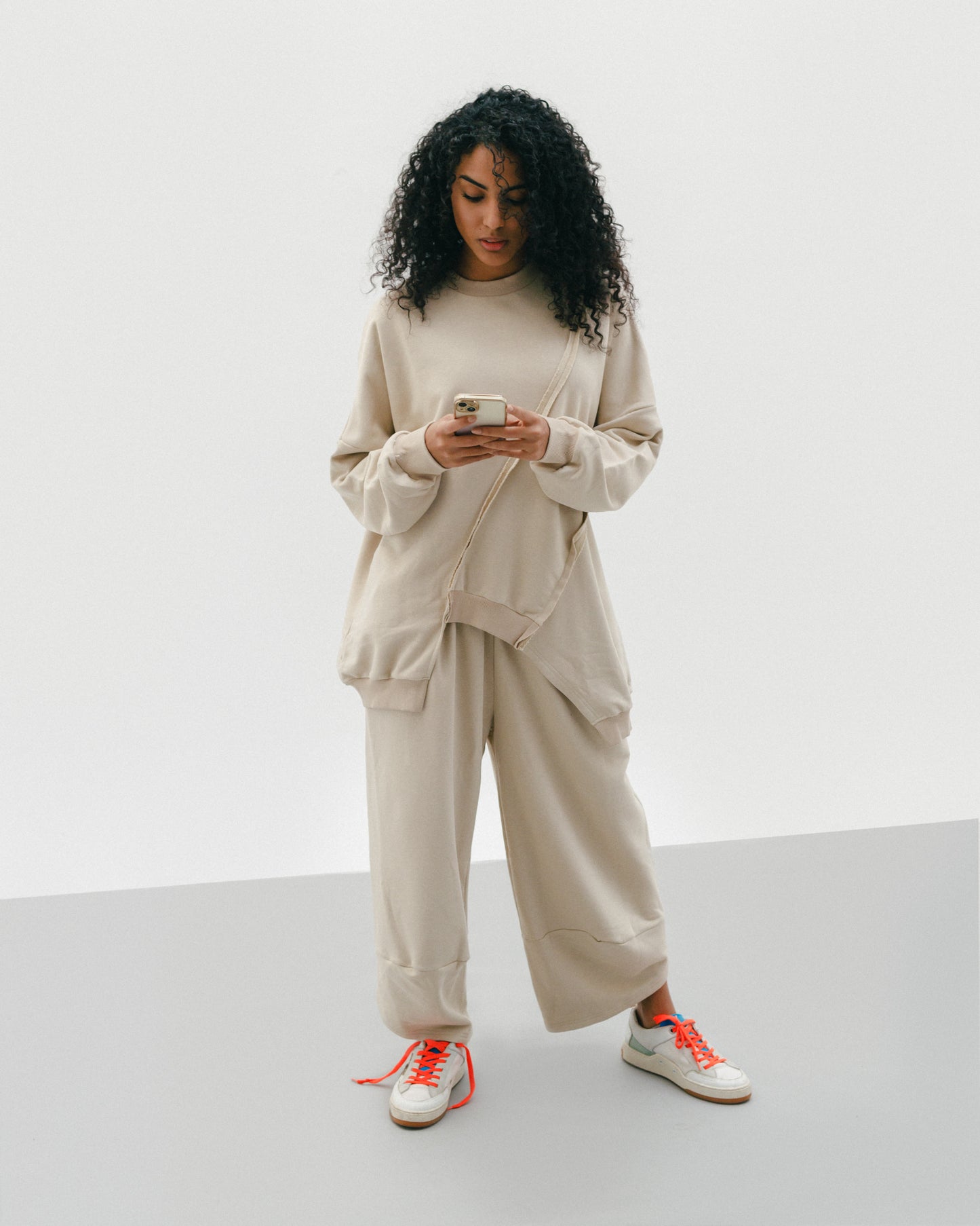 Asymmetrical Sweatshirt and Jogger Set