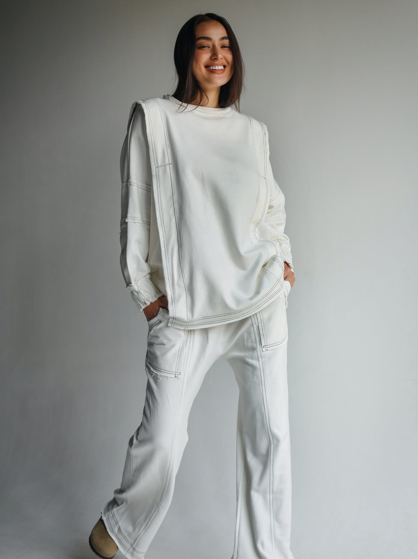 Heart you white stitched set