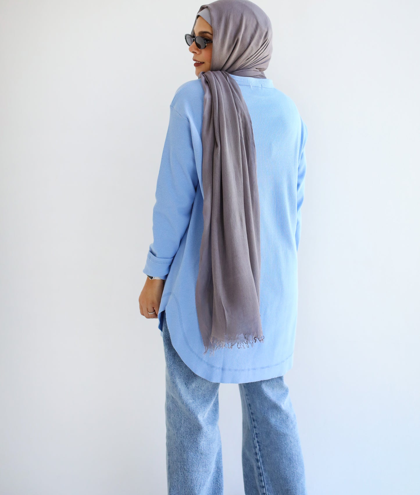 Ribbed basic in light blue