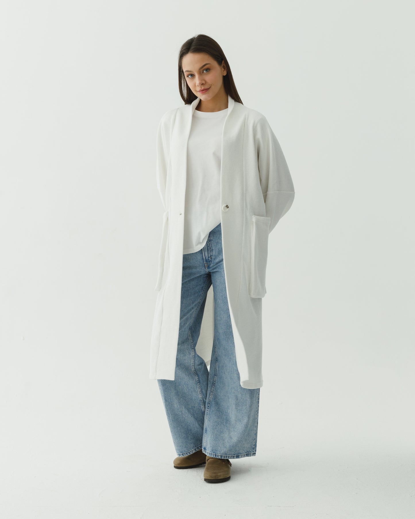 Longline cardigan in off white
