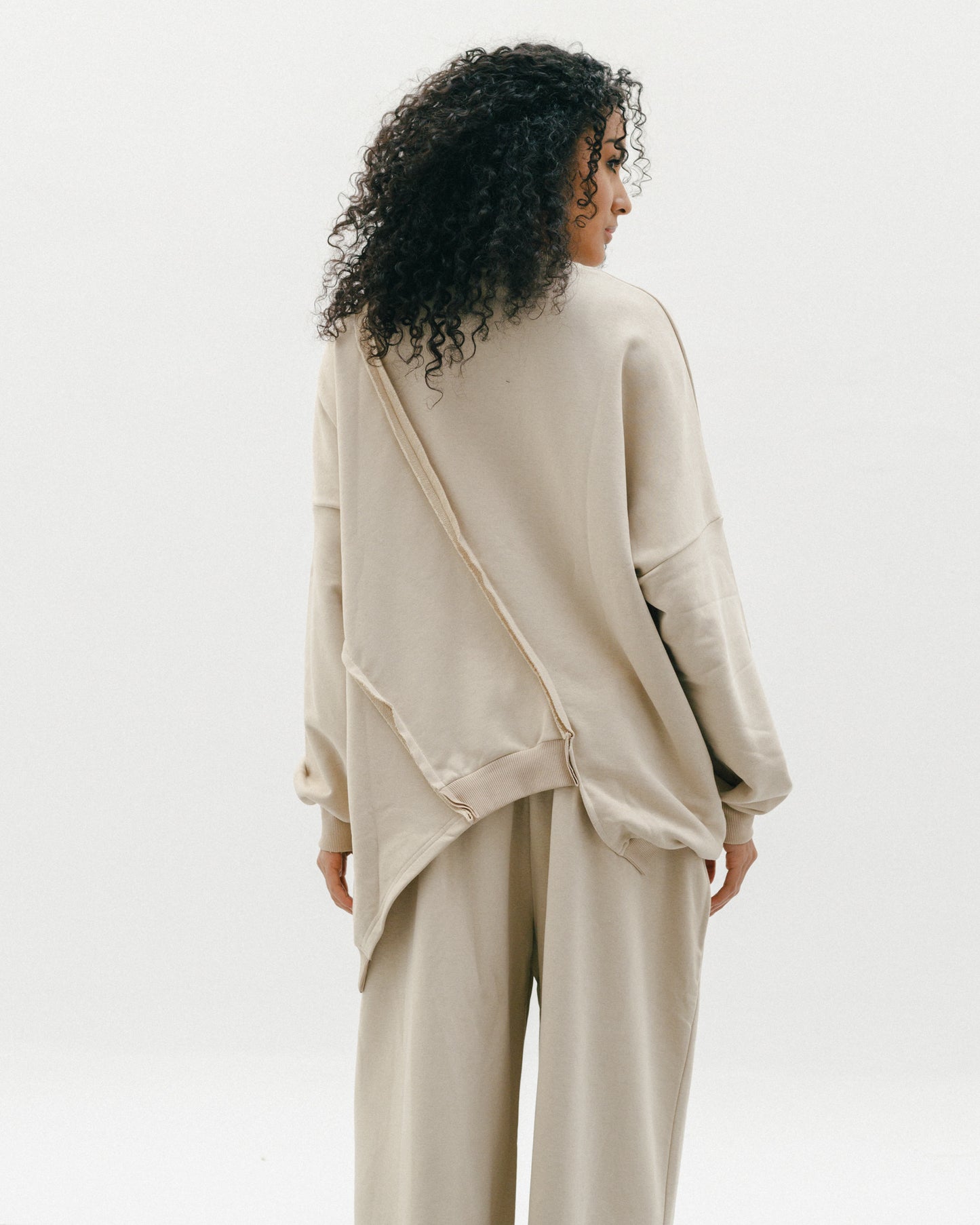 Asymmetrical Sweatshirt and Jogger Set
