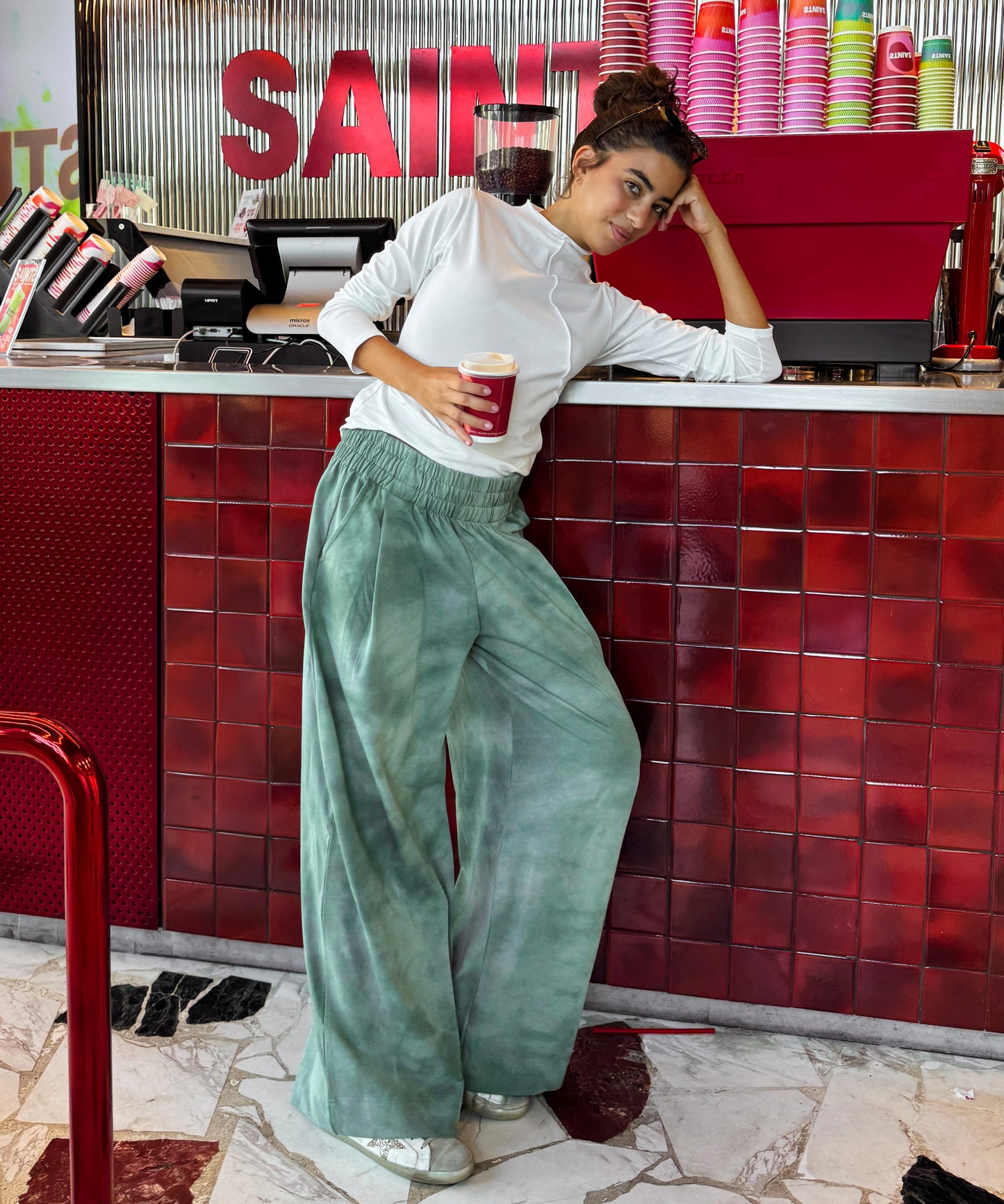 Tie dye sweatpants in green