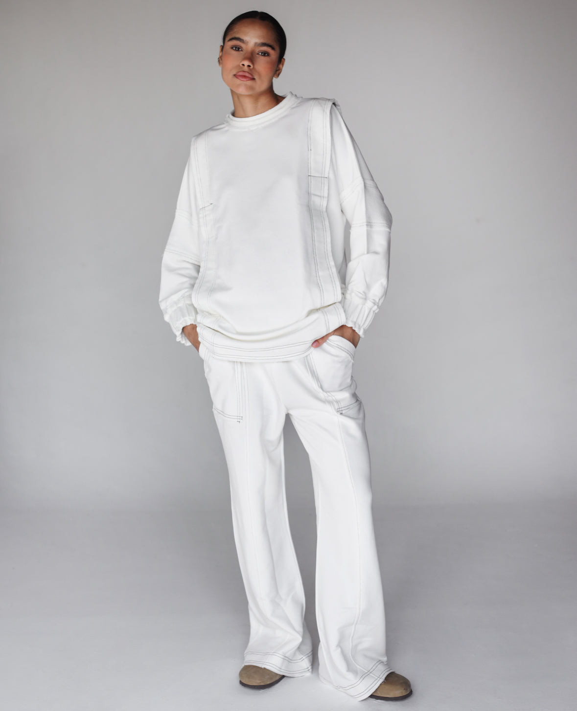 Heart you white stitched set