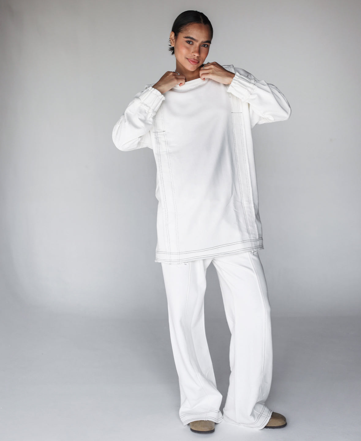 Heart you white stitched set