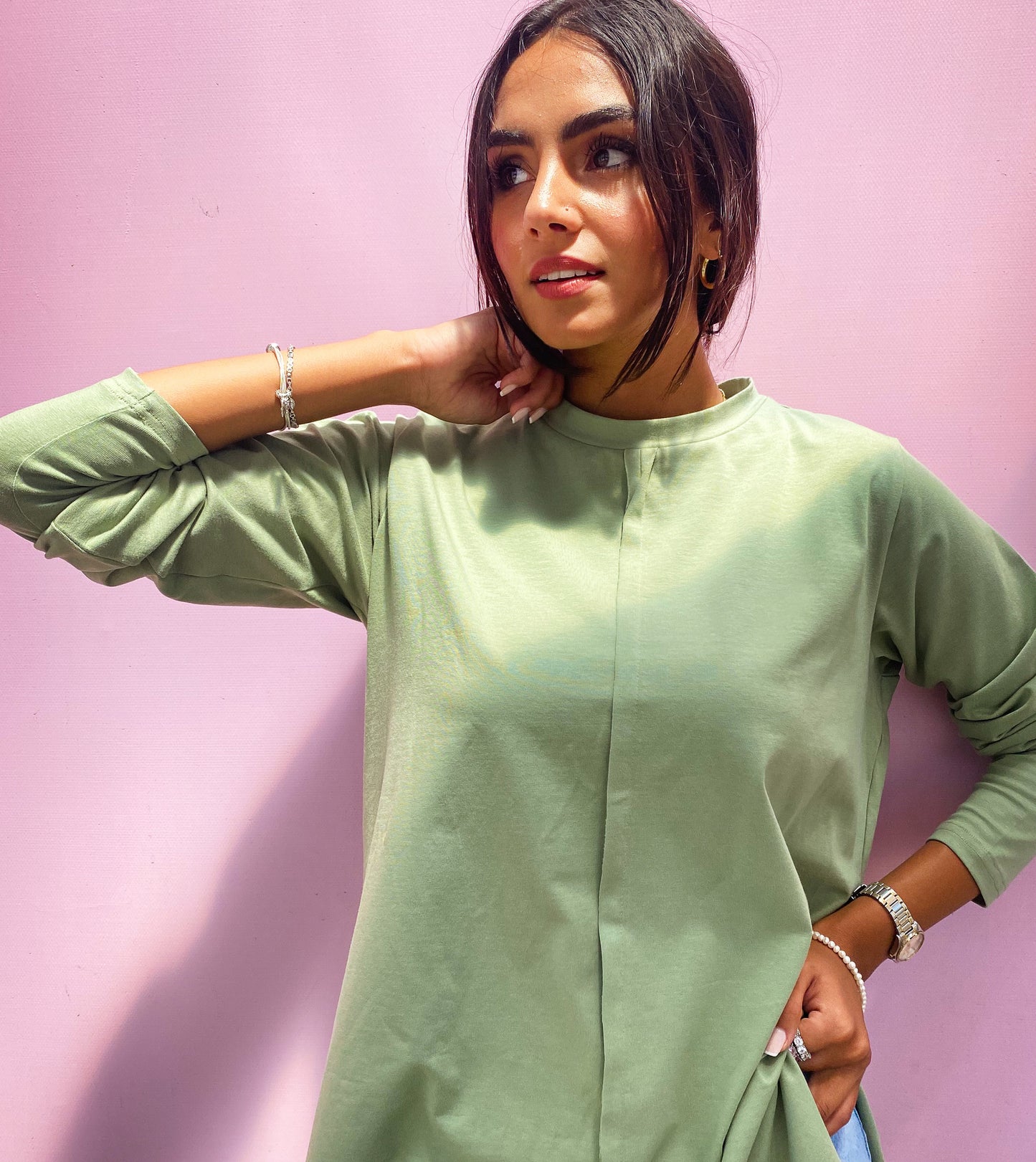 Long Sleeve Basic in Light Olive