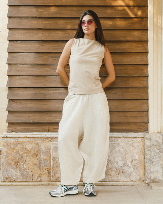 Linen balloon trousers