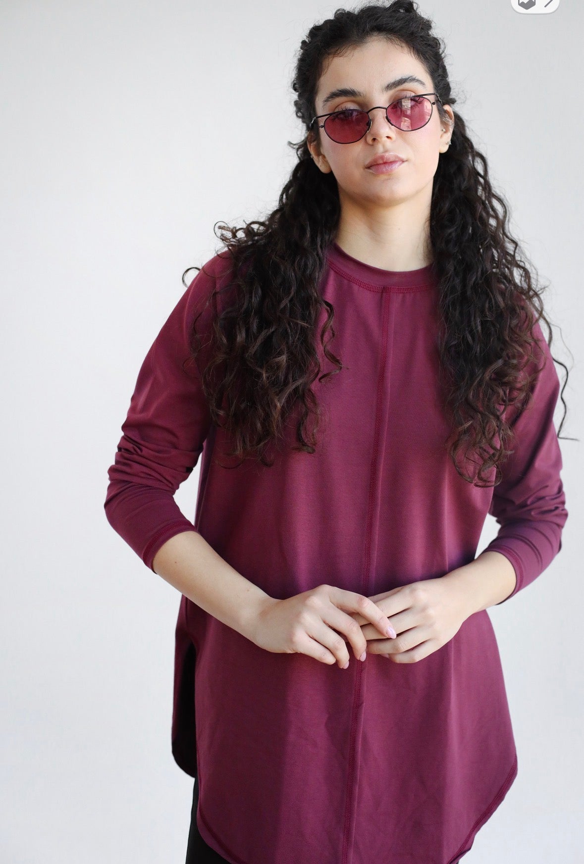 Long sleeve basic in burdundy