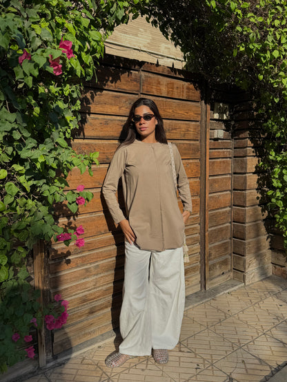 Long sleeve basics in green beige