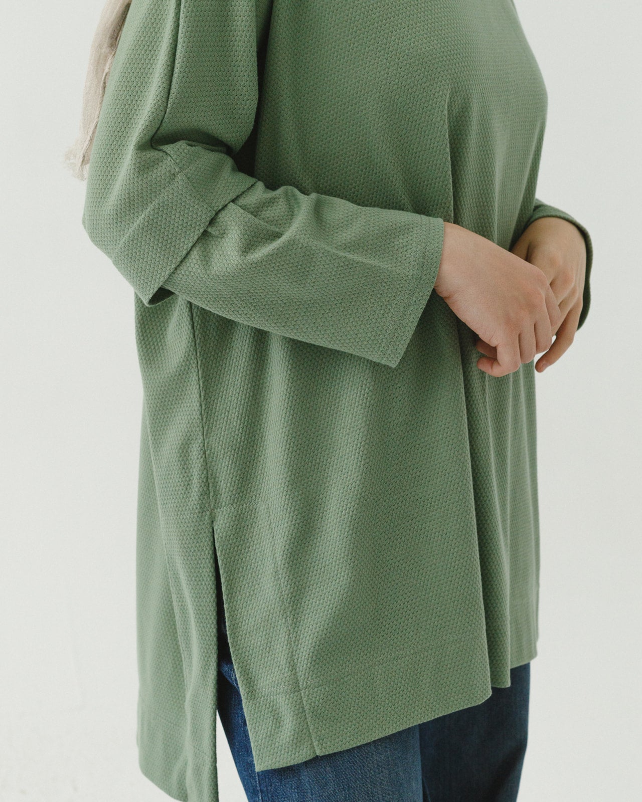 Dotted olive top with slits