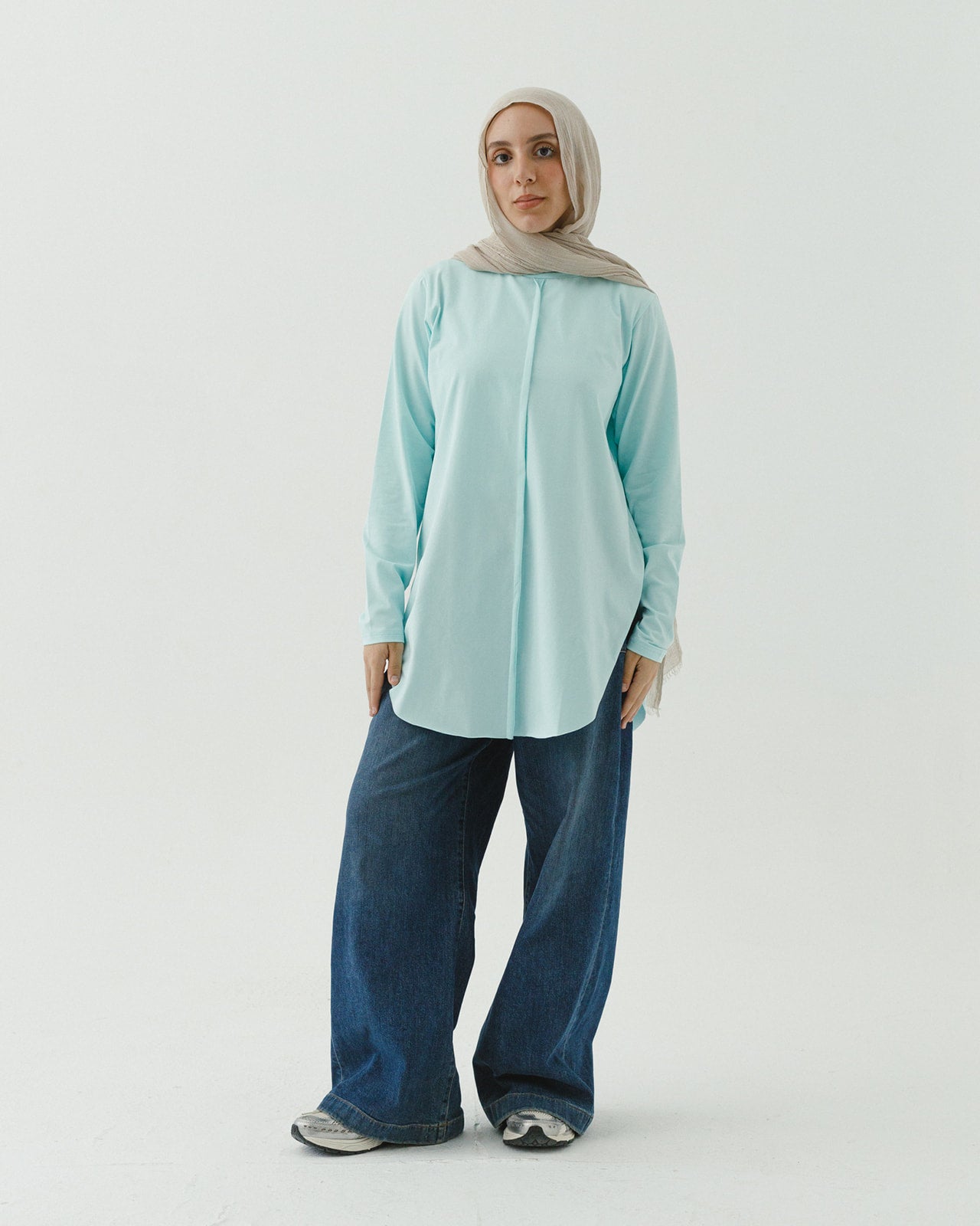 Long sleeve basic in aqua blue