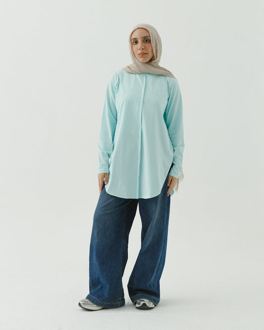 Long sleeve basic in aqua blue