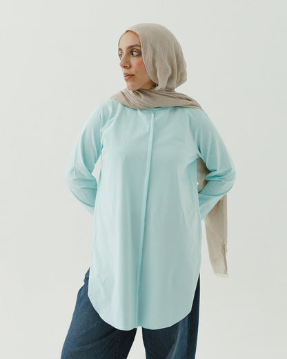 Long sleeve basic in aqua blue