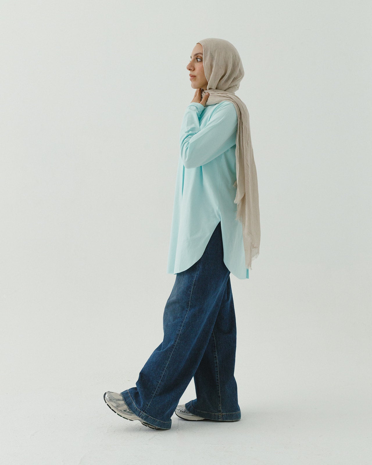Long sleeve basic in aqua blue