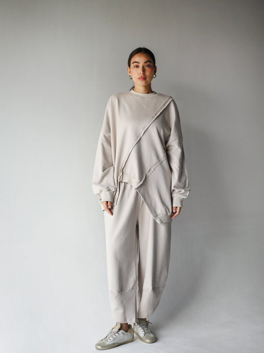 Asymmetrical Sweatshirt and Jogger Set