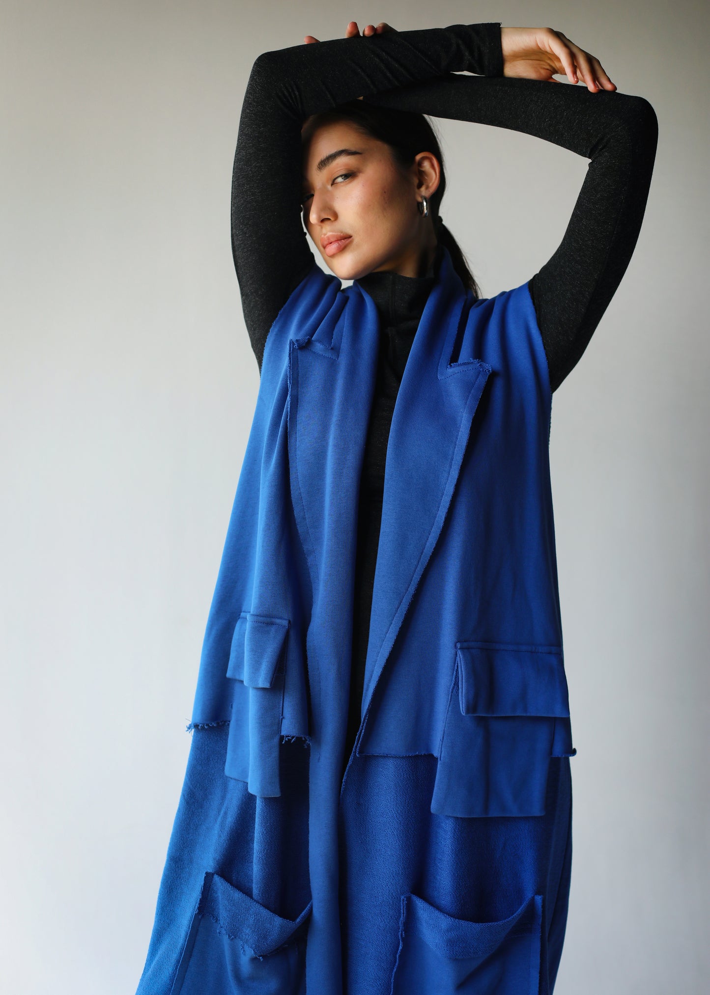 Inside Out Long Vest in Electric Blue