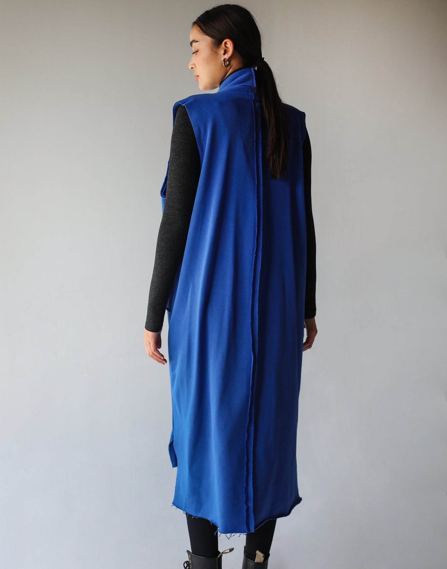 Inside Out Long Vest in Electric Blue