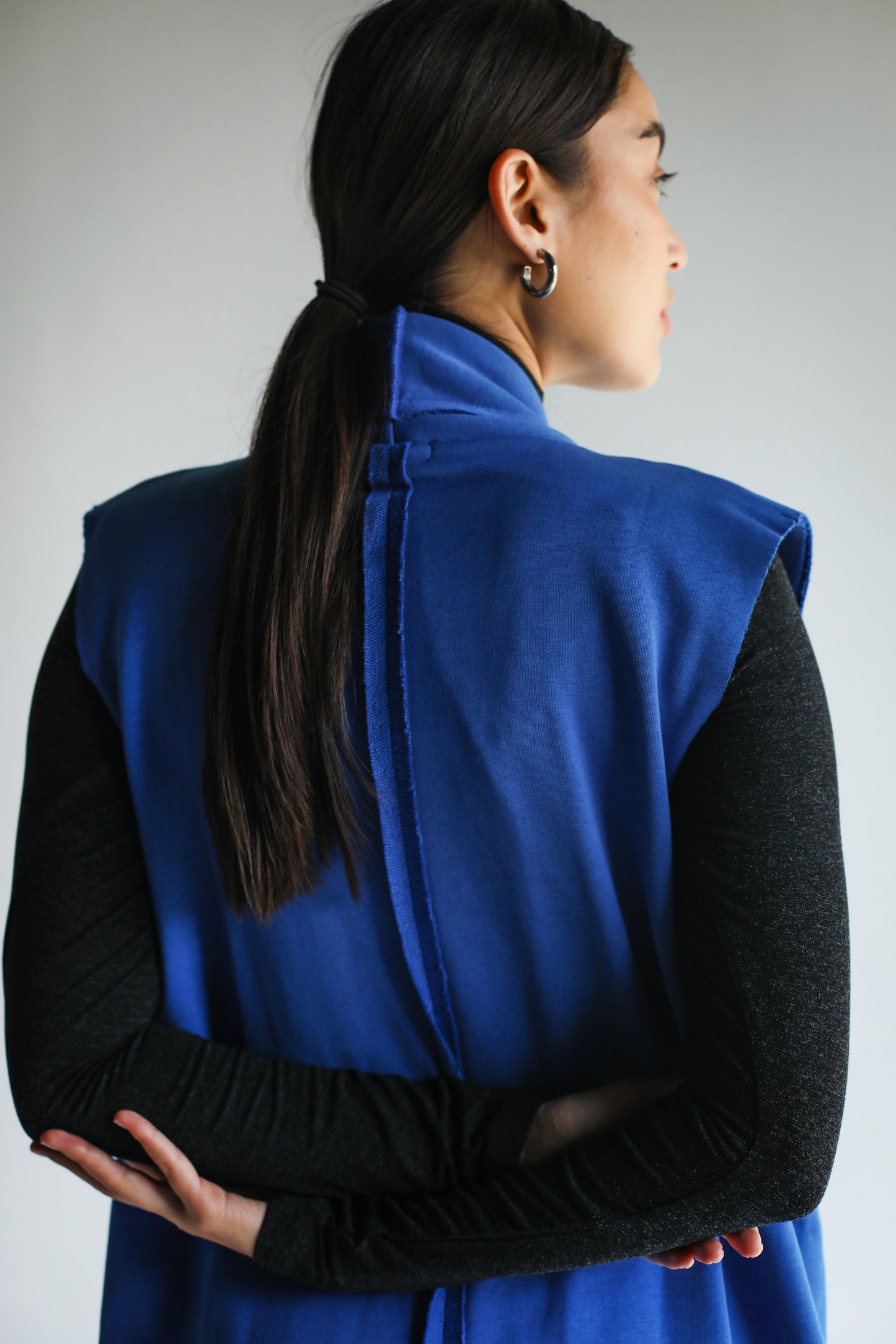 Inside Out Long Vest in Electric Blue