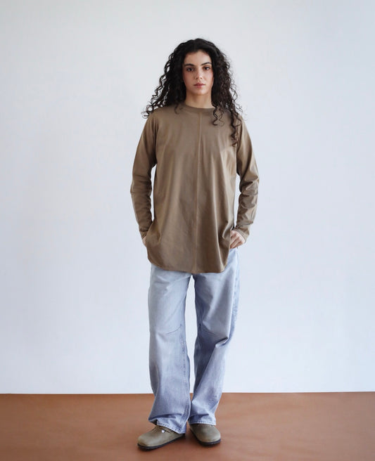 Long sleeve basics in green beige