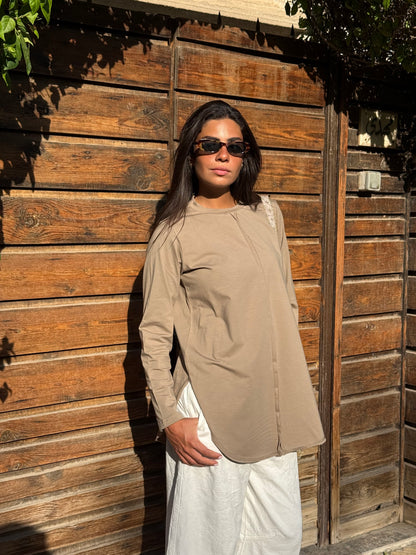 Long sleeve basics in green beige