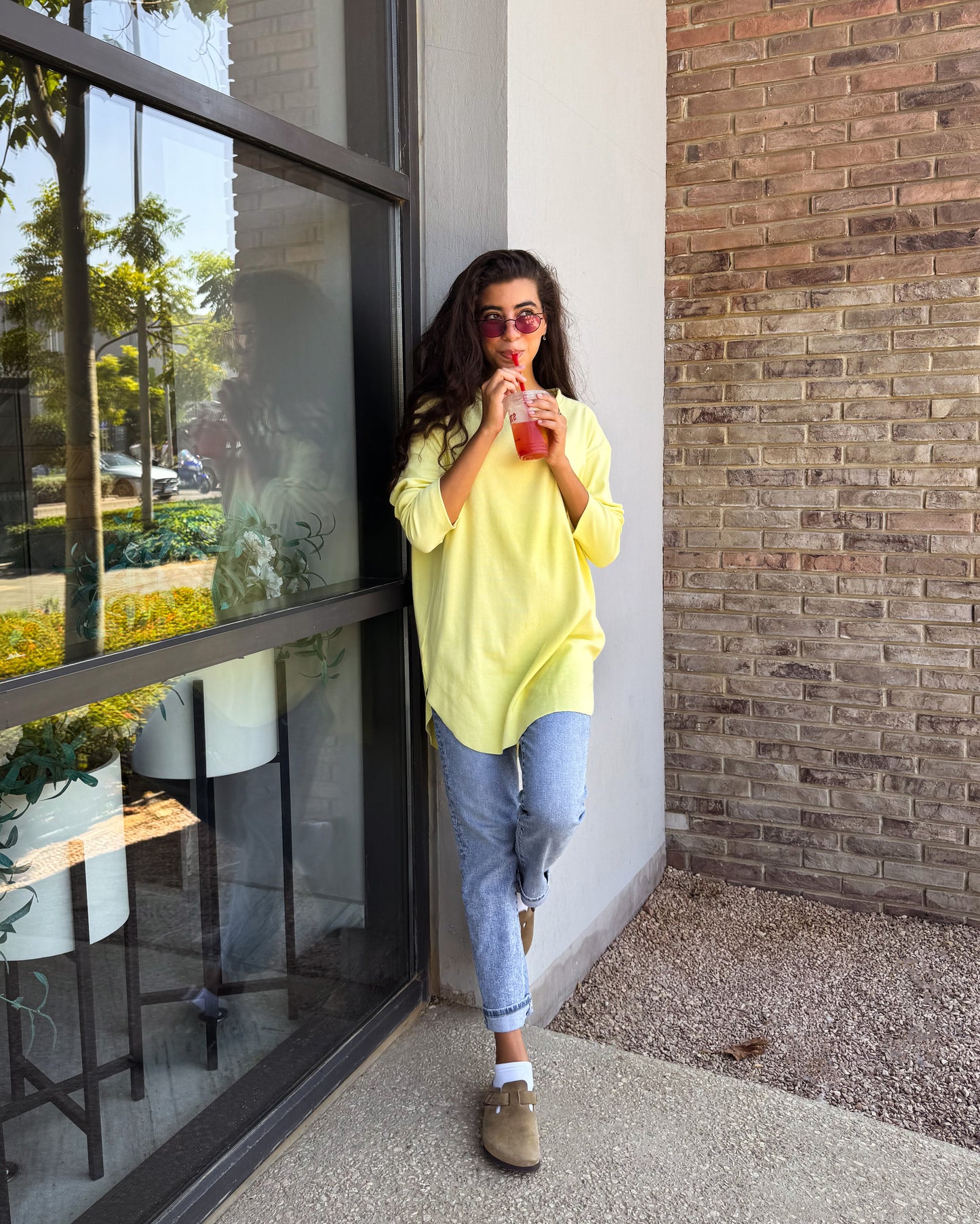 Oversized ribbed basic in butter yellow