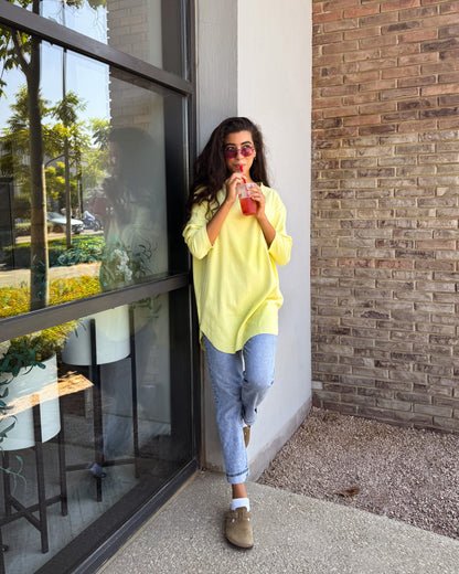 Oversized ribbed basic in butter yellow
