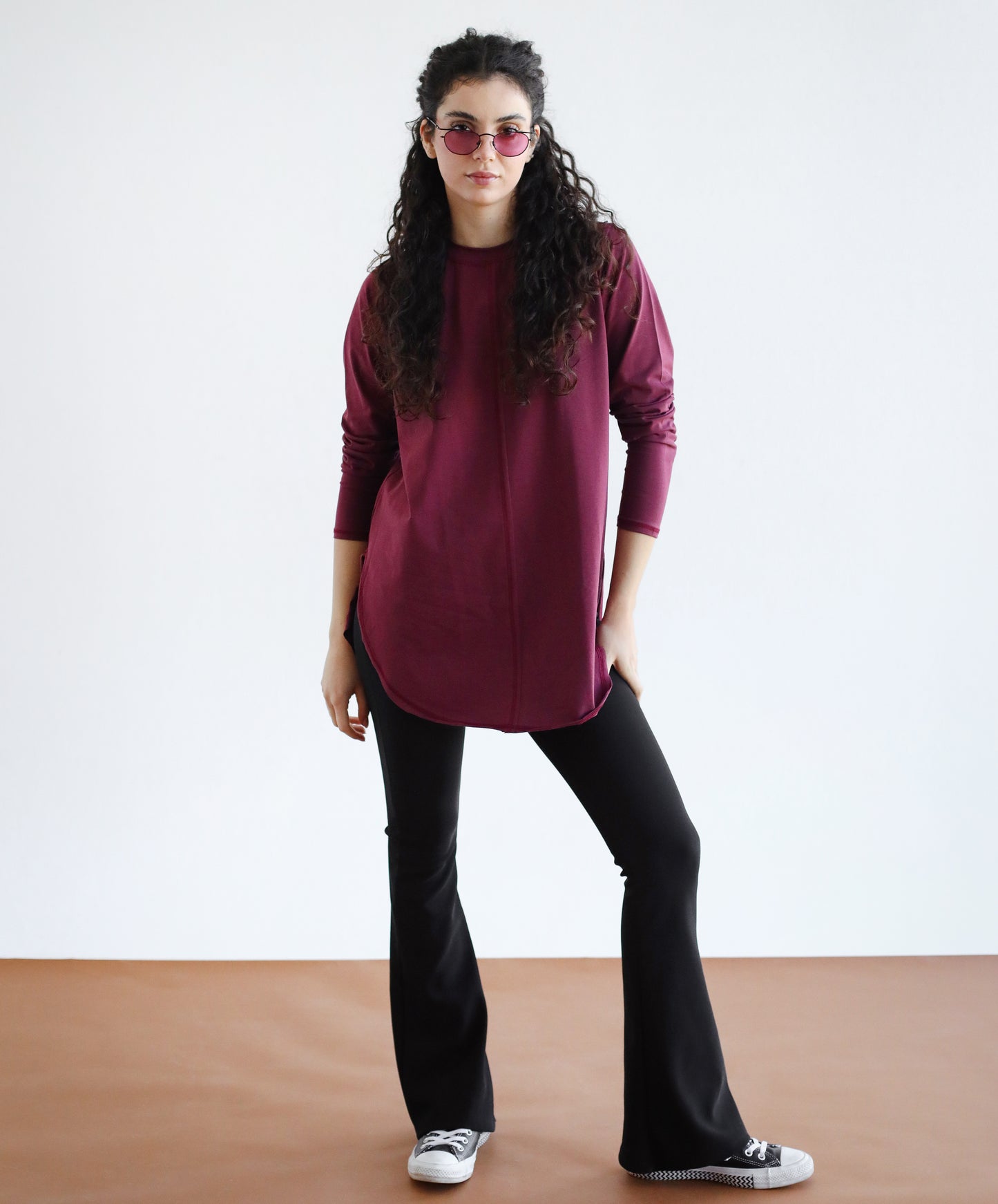 Long sleeve basic in burdundy