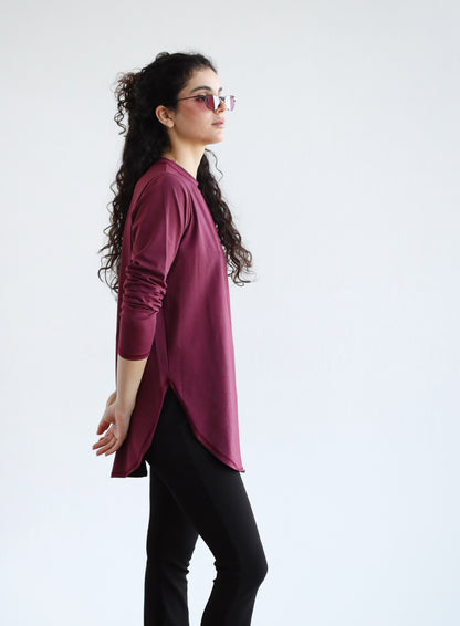 Long sleeve basic in burdundy