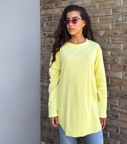 Oversized ribbed basic in butter yellow