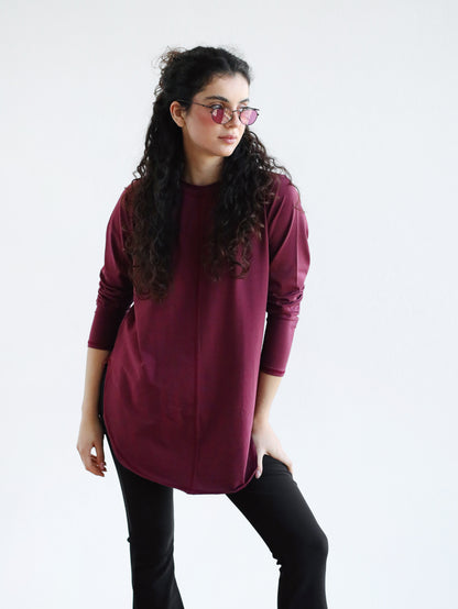 Long sleeve basic in burdundy