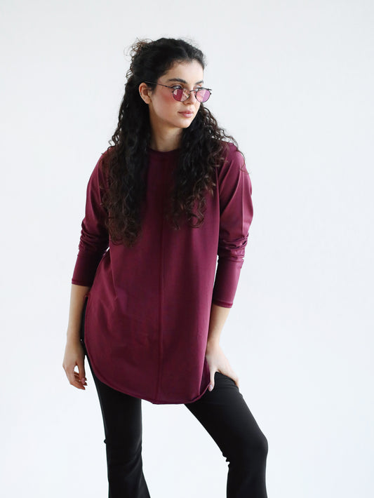 Long sleeve basic in burdundy