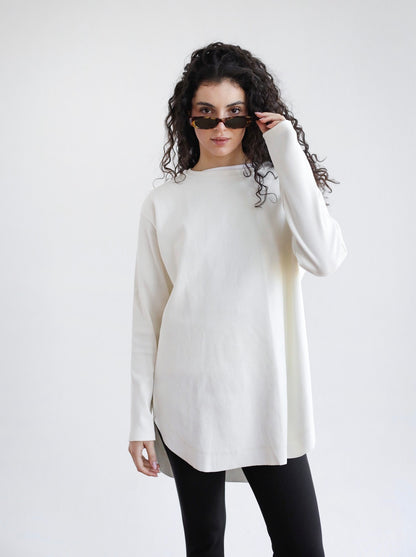 Ribbed basic in off whte