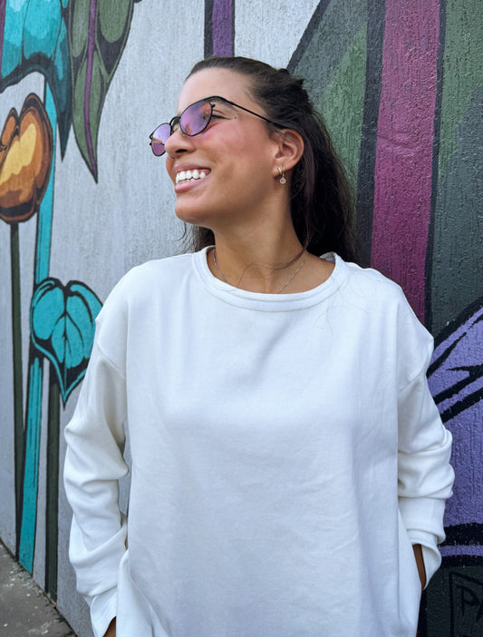 Oversized ribbed basic in off white