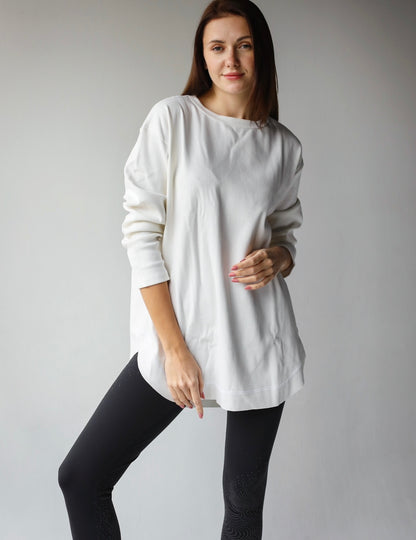 Oversized ribbed basic in off white