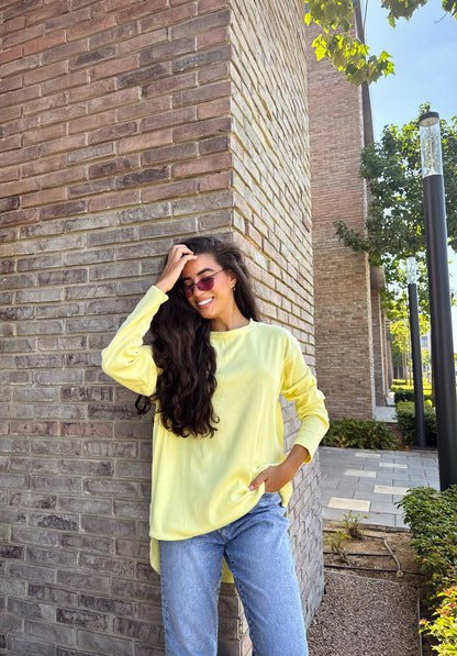 Oversized ribbed basic in butter yellow