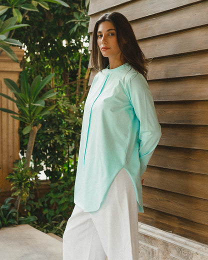 Long sleeve basic in aqua blue