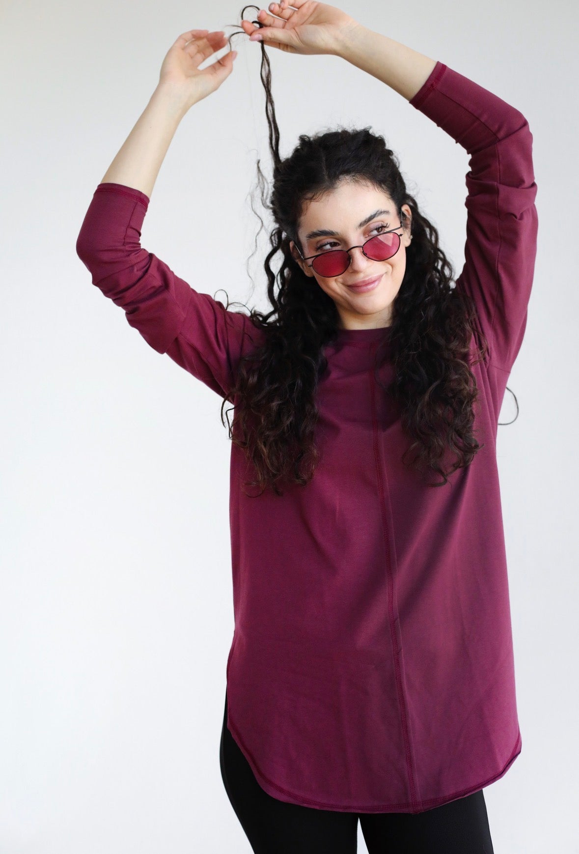 Long sleeve basic in burdundy