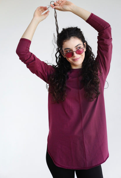 Long sleeve basic in burdundy