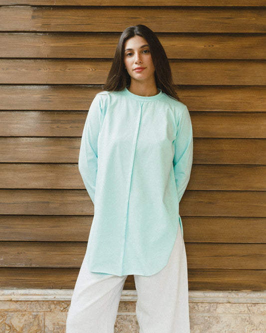Long sleeve basic in aqua blue