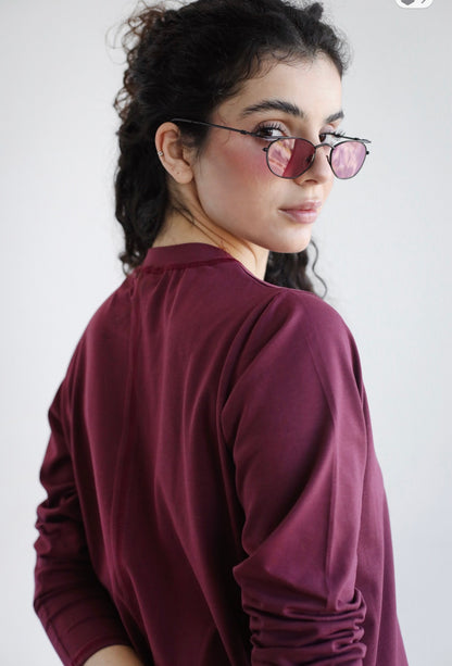 Long sleeve basic in burdundy