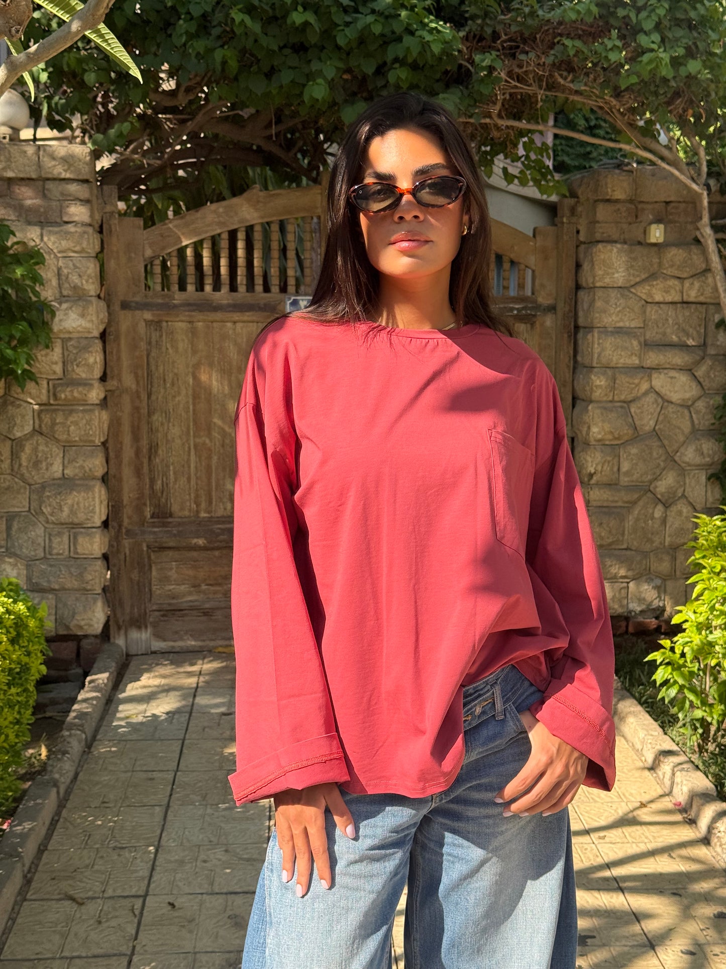 The Breeze top in brick red