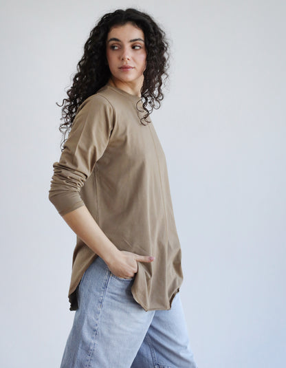 Long sleeve basics in green beige