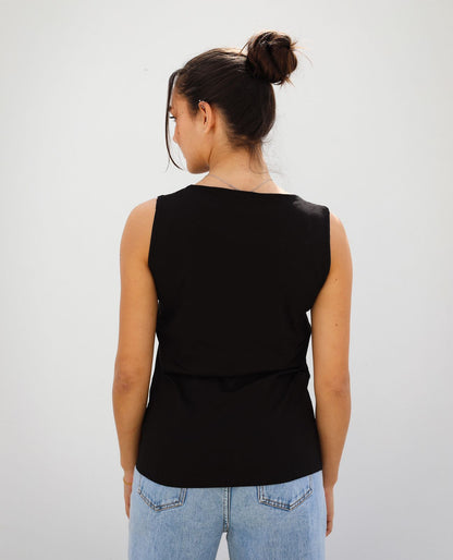 Black Elastic Sleeveless Top