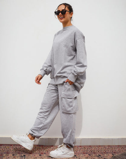 Cargo Pants Set in Grey