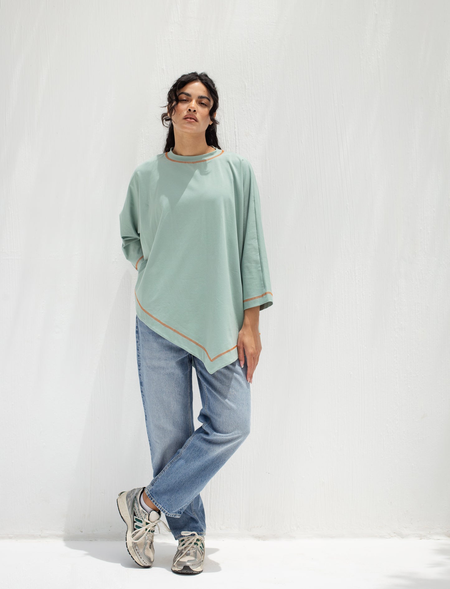 Muse Asymmetrical Shirt in Mint Green