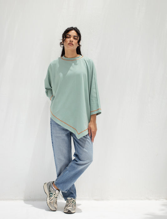 Muse Asymmetrical Shirt in Mint Green
