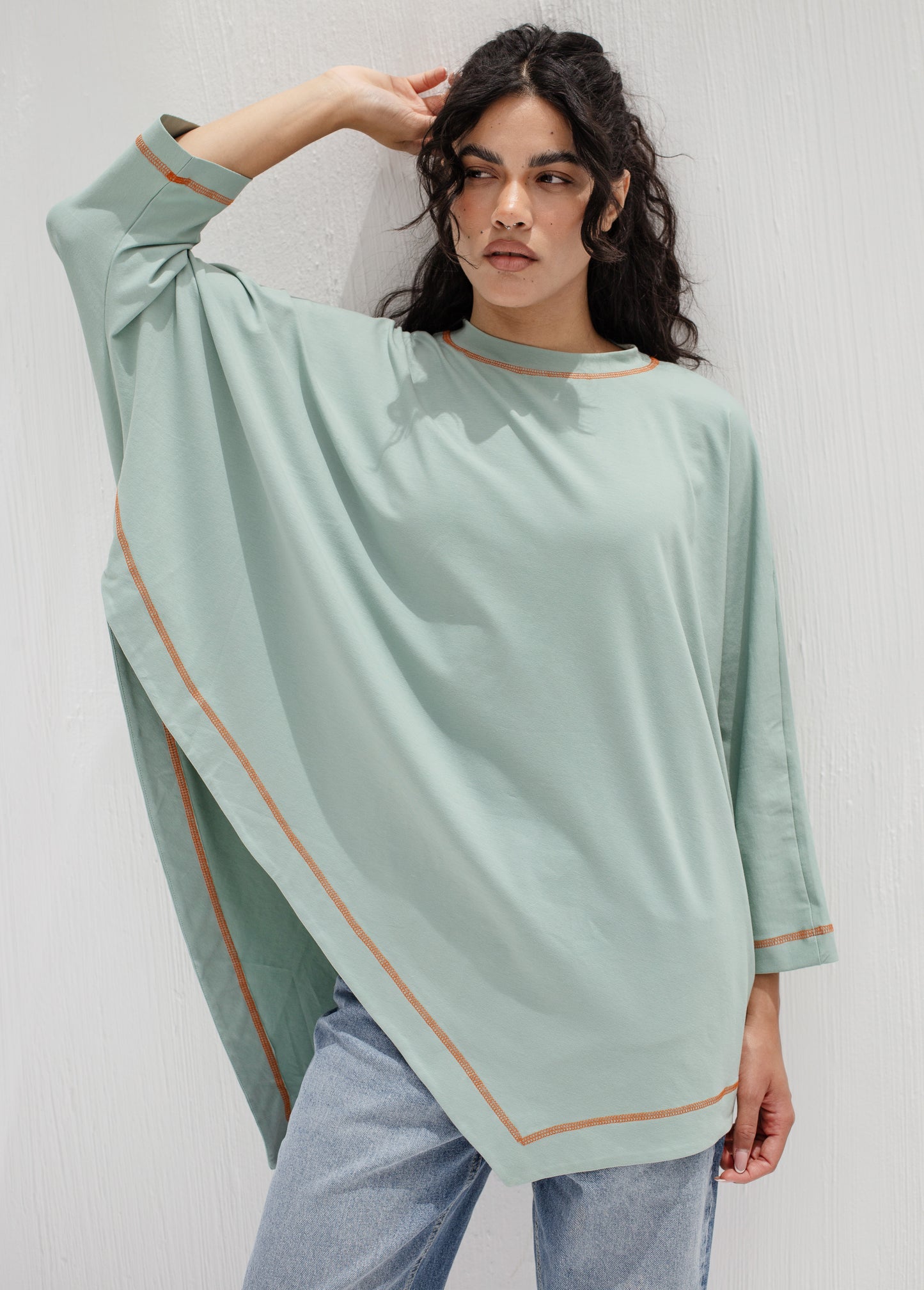 Muse Asymmetrical Shirt in Mint Green